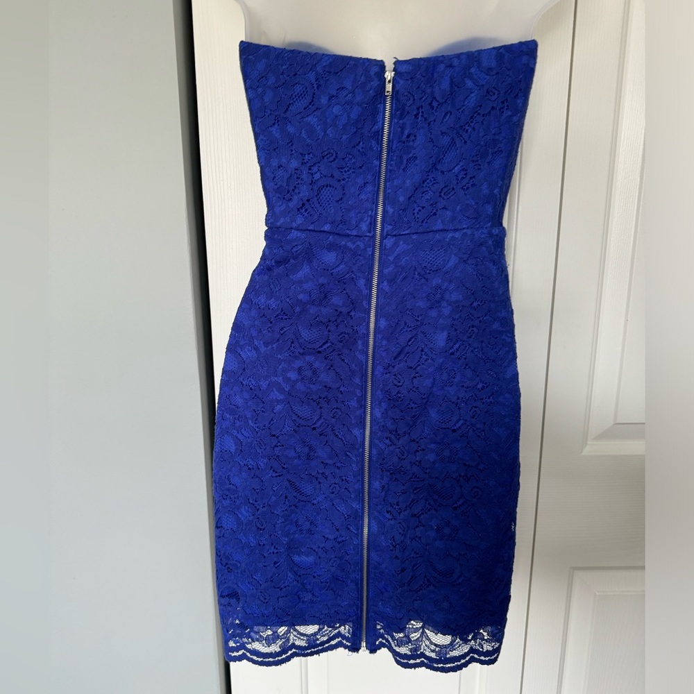 Teeze Me Blue Lace Strapless Dress Size 3 - Picture 2 of 6